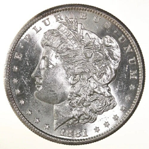 1881-S モルガン 1ドル銀貨（未鑑定、グレーディングなし）