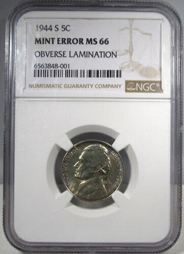 1944年-S シルバー ジェファーソン ニッケル NGC MS66 4ステップコイン AN668-