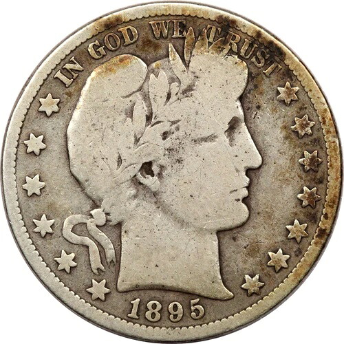 1895年-S バーバーハーフドル 50C 非常に良い VG- 43,615円