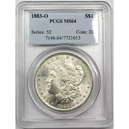 1883年-O モーガンシルバードル $1 PCGS MS64 ブラストホワイト #13-