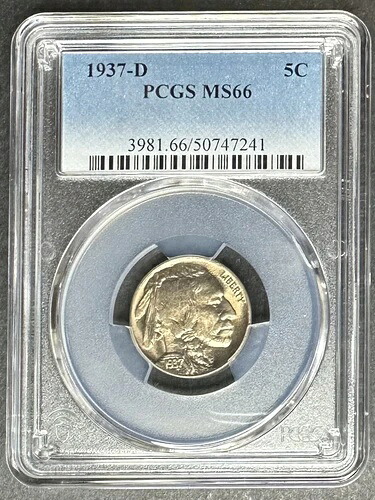 1937-D バッファロー ニッケル PCGS MS-66、3 点購入で 5 ドル割引!!