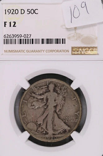 1920-D ウォーキング・リバティ・シルバー・ハーフドル NGC F-12 #9-027