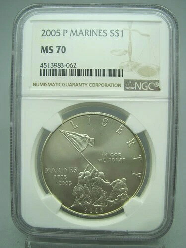 2005-P 海兵隊未流通記念銀貨 NGC MS 70