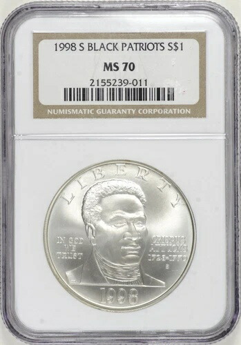 1998-S ブラック・パトリオット記念銀貨 1ドル NGC MS70 [BN011]