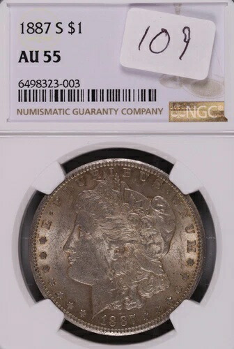 1887年-S モーガンシルバードル NGC AU-55 #3-003-