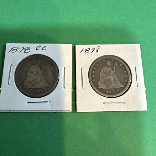 1878-CC 着席自由の女神像 希少品 & 1878年式 着席自由の女神像 ともに90%銀貨