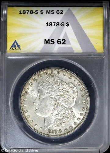 1878年-S $1 モーガンシルバードル ANACS MS 62 | 未流通 UNC-