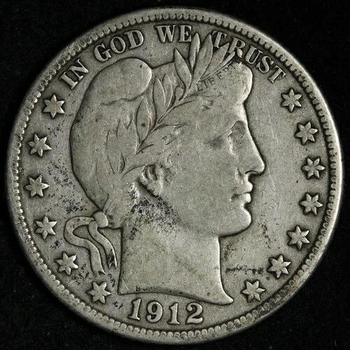 1912-S バーバー シルバー ハーフダラー VF E311 KUHK