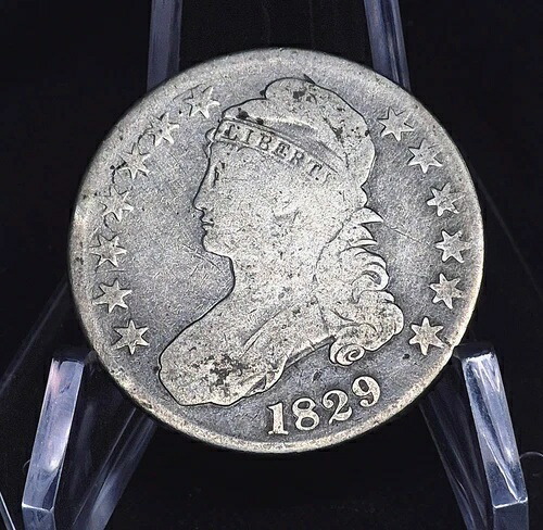 1829年製 キャップドバスト シルバーハーフドル フルリバティ＆モットー ファインラージレター 50セント