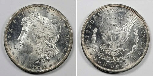 1880-S BU + モルガン銀貨 セミPLからPL 90%
