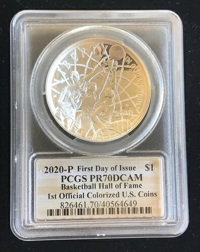2020-P バスケットボール HoF プルーフ カラーシルバー $ ~PCGS PR 70 ~ディープカメオ ~初日 43,615円