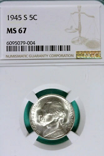 1945年 - S NGC MS67 ジェファーソンニッケル!! #B25336