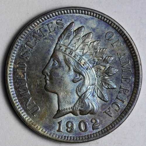 1902年 インディアンヘッド セントペニー ジェム BU *未流通* MS トーン加工! E192 KXM