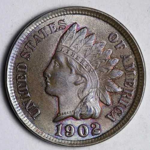 1902年 インディアンヘッド セントペニー BU *未流通* MS トーン加工! E191 KUM