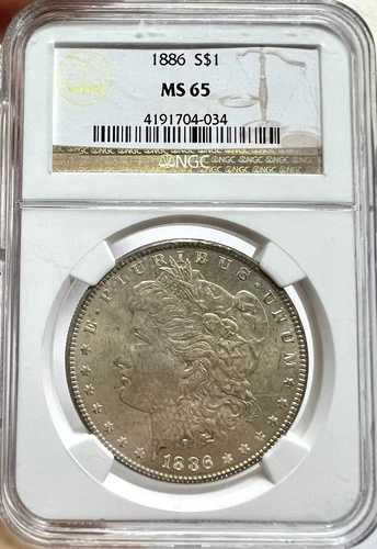 1886-P MS65 NGC ?? モーガン・シルバー・ドル - 素晴らしいコインですね！美しい金色です！