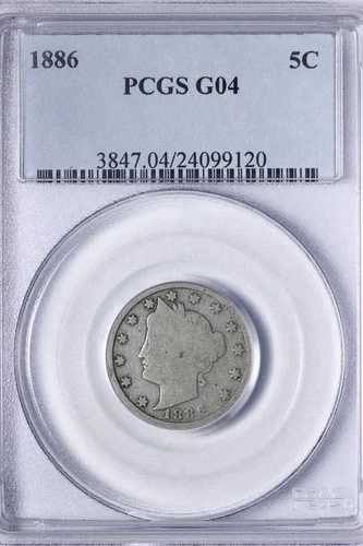 1886年 リバティV ニッケル PCGS G4 G04 キーデート！ICEJ
