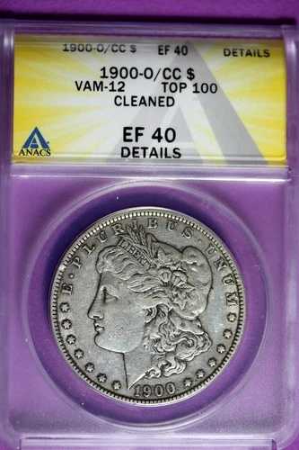 1900年 - ANACS EF40 詳細 VAM-12 トップ100 クリーニング済み モルガン・ダラー!! #B35445