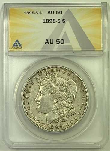 1898-S モルガン銀貨 1ドル硬貨 ANACS AU 50