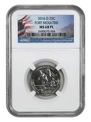 2016-D 25C フォート・ムルトリー NP NGC MS68PL - タイプ1 - クラッド