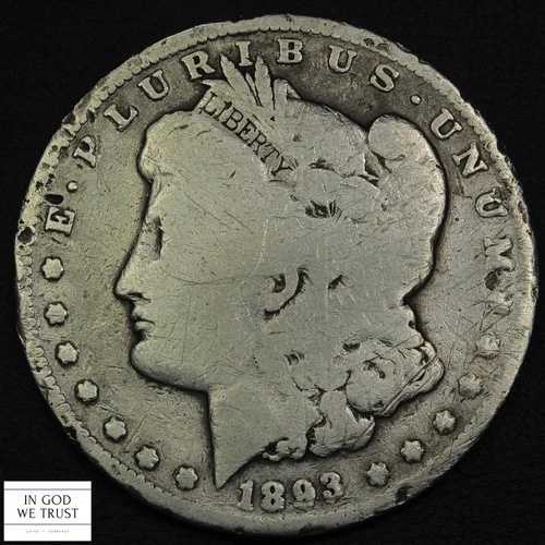 1893年 モルガン銀貨 1ドル - 損傷あり、クリーニング済み