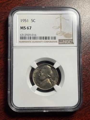 1951 P 5C ジェファーソン ニッケル NGC MS67!