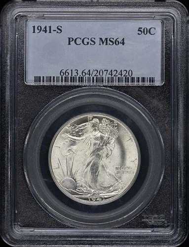1941-S 50セントウォーキングリバティハーフダラー PCGS MS64｜WORLD RESOURCE【QUEEN店】