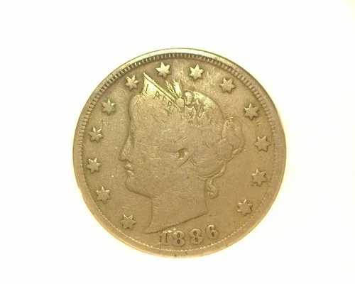 HS&C: 1886 リバティヘッド ニッケル ANACS 非常に軽く洗浄済み VG8 - 米国コイン