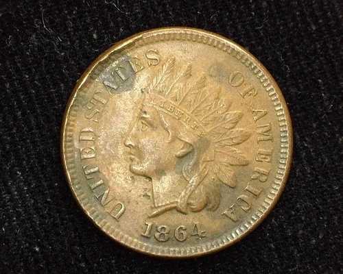 HS&C: 1864 L インディアンヘッド ペニー/セント AU 裏面多孔質表面 - 米国コイン