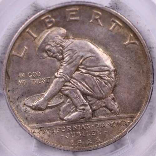 1925-S カリフォルニア シルバー ハーフドル記念金貨、PCGS AU58、#GEC0015