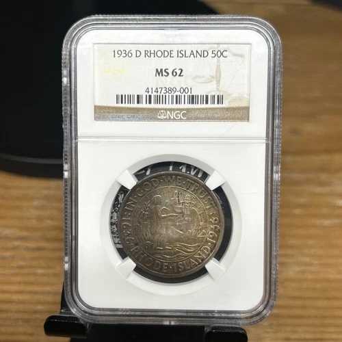 1936-D アメリカ合衆国 ロードアイランド州 記念ハーフドル NGC MS62