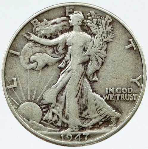 1947年 P アメリカ合衆国 シルバー ウォーキング・リバティ ハーフドルコイン イーグル付き i117068