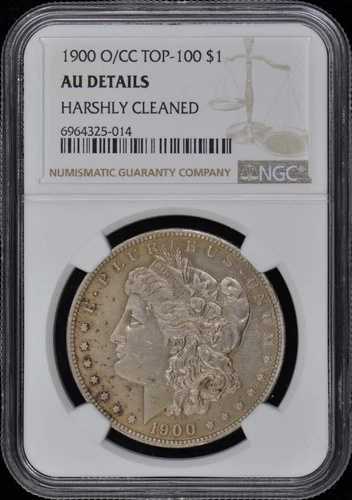 1900-O/CC TOP-100 モルガン・ダラー S$1 NGC AU 詳細 強烈なクリーニング済み