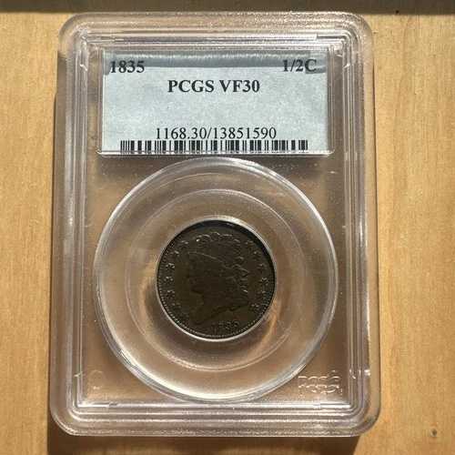 1835年 クラシックヘッド ハーフセント PCGS VF30 ミッドグレードタイプコイン