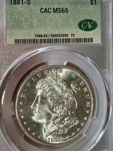 1881 S $1 モルガン・ダラー CACG MS65