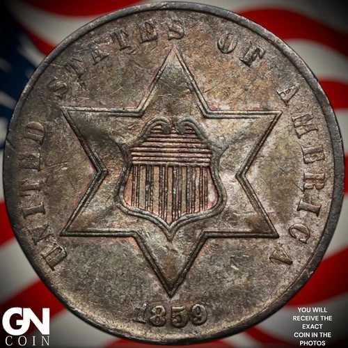 1859年 3セント銀貨 A5026