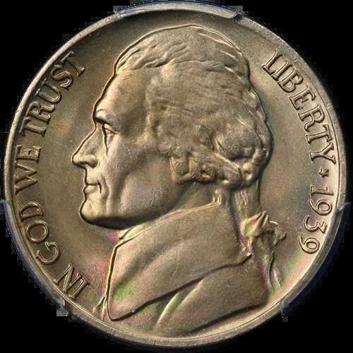 1939-D ジェファーソンニッケル Rev. 38 PCGS MS66 素晴らしい色 素晴らしい外観