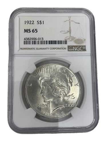 1922-P 1ドル銀貨 平和ドル ブラストホワイト NG MS-65