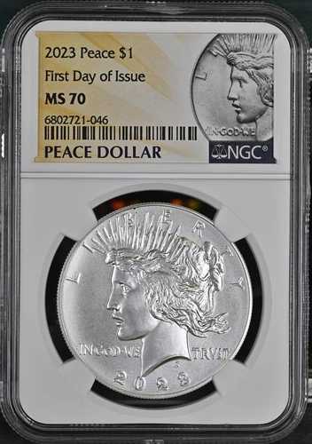 :2023-P フィラデルフィア・ピース シルバードル NGC MS70 FDI:発行初日トップポップ