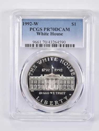 1992-W PR70 DCAM ホワイトハウス記念銀貨 PCGS
