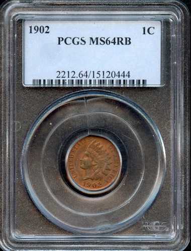 PCGS - インディアン セント - 1c - 1902 - MS 64 RB - 2212