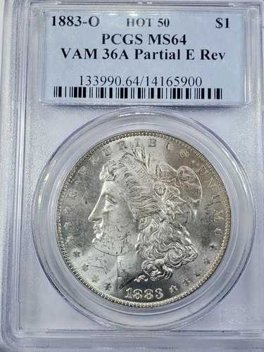 1883年 O モルガン銀貨 VAM-36A HOT-50 部分E 裏面 MS64 PCGS