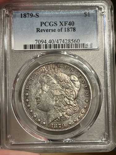 1879年製モルガン銀貨の裏面（PCGS XF40）