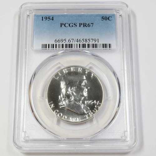 1954年 P PCGS PR67 - シルバー ベン・フランクリン ハーフドル - 50セント 米国コイン #46204A