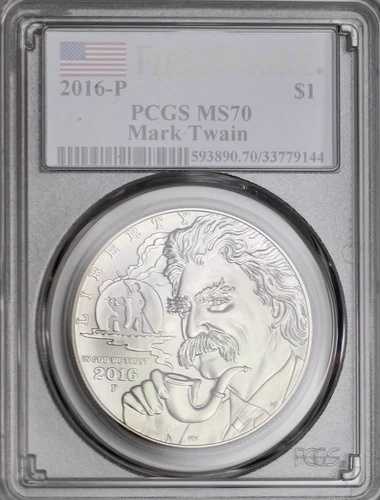 2016-P 1ドル マーク・トウェイン記念銀貨 PCGS MS70 ファーストストライク