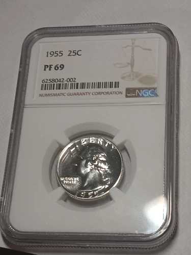 1955年 シルバープルーフ ワシントンクォーター NGC PF69