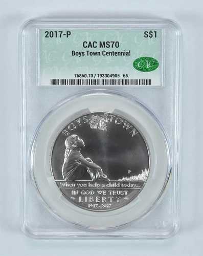 2017-P ボーイズタウン記念銀貨 MS70 CAC