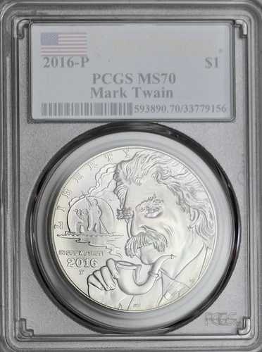 2016-P 1ドル マーク・トウェイン記念銀貨 PCGS MS70 ファーストストライク