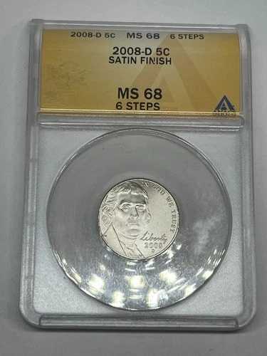 2008 D 5C デンバー ジェファーソン ニッケルグレード ANACS MS68 6ステップ サテン仕上げ