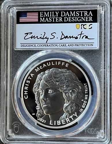 2021 P クリスタ・マコーリフ記念シルバー $1 PR70 UC PCGS FDOI ダムストラ Sig.