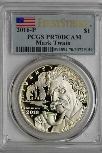2016-P 1ドル マーク・トウェイン プルーフ銀貨 PCGS PR70DCAM ファーストストライク